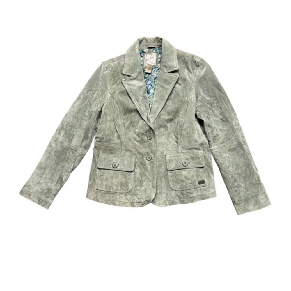 Ruff Hewn Women's Green Suede Leather‎ Blazer Jacket Size XL Western Boho